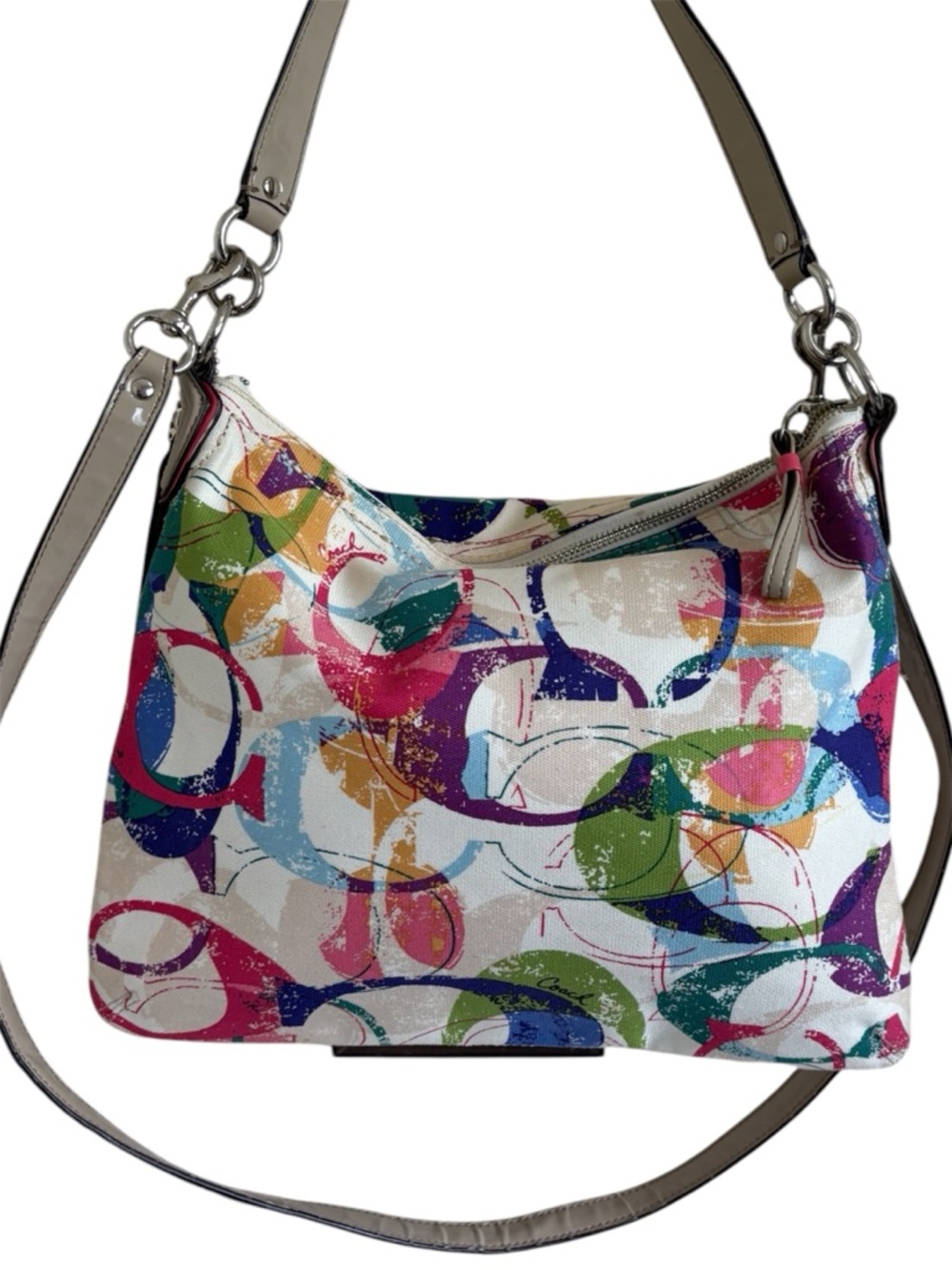Y2K Coach signature Poppy Hippie
Multicolored Tote shoulder bag satchel No.23376 - Picture 5 of 6